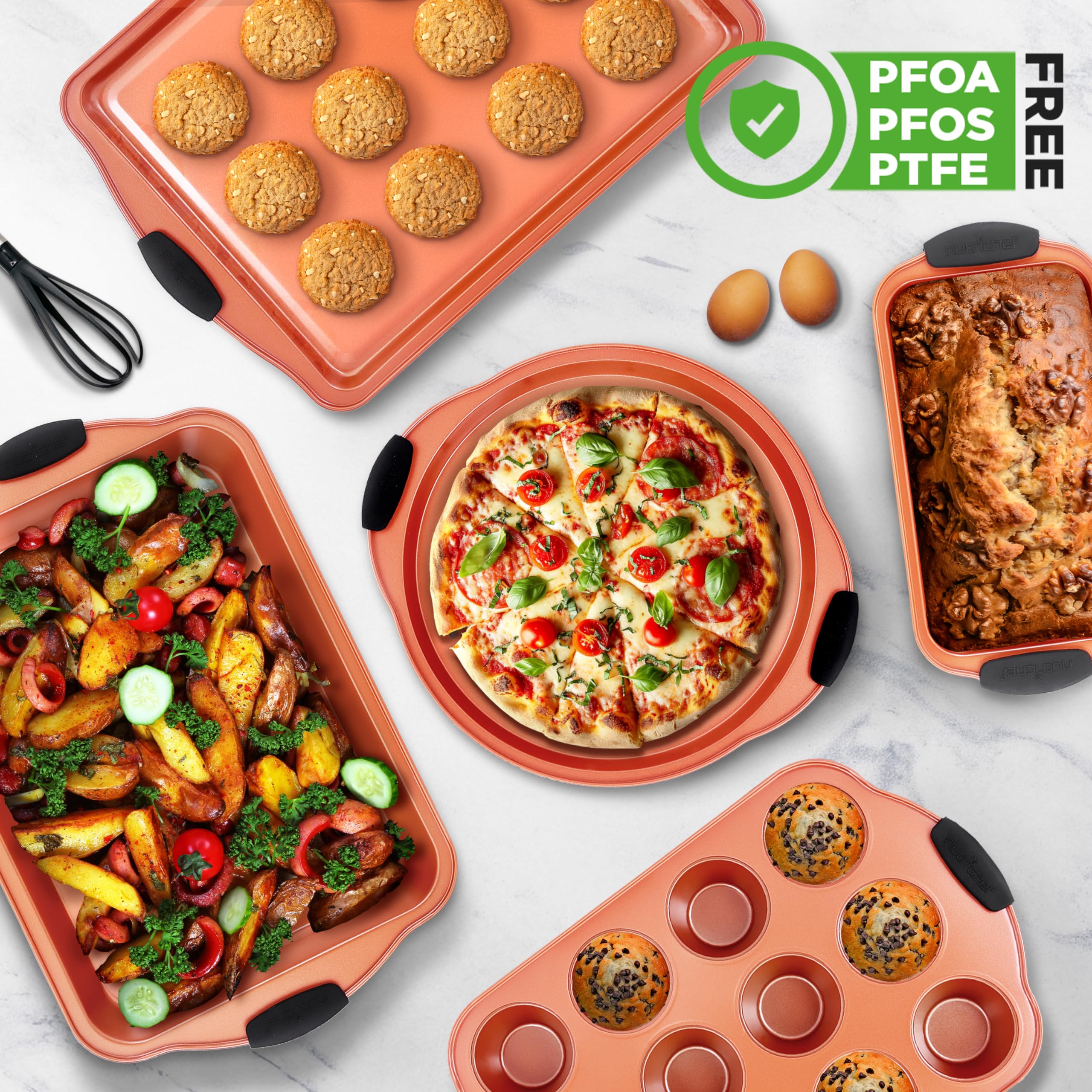NutriChef 10 Pc Baking Pans Set Nonstick, Cookie Sheet and Pizza Pans