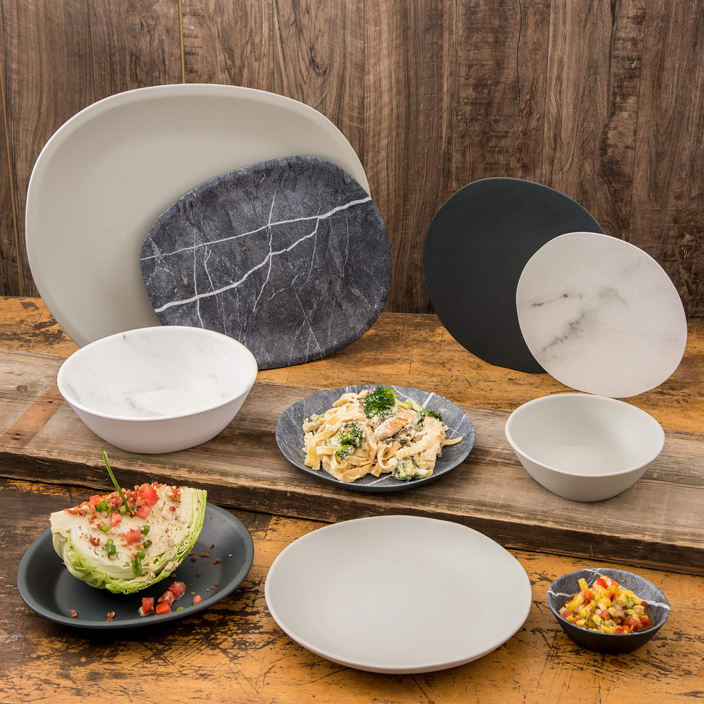 Carlisle FoodService Products Ridge Reusable Plate Rimless Plate for Home and Restaurant, Melamine, 11 Inches, Slate, (Pack of 12)