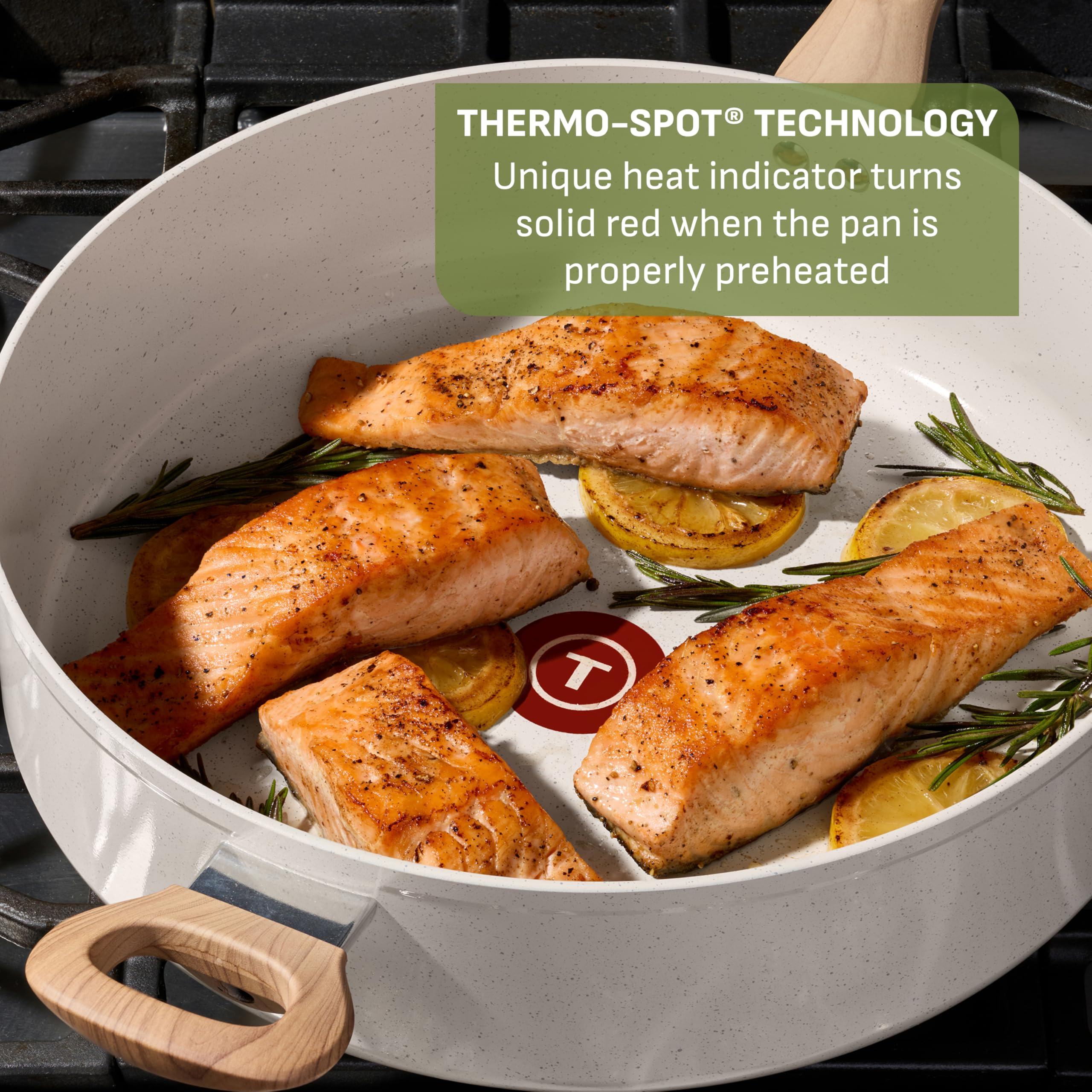 T-fal Revive Ceramic Nonstick Saute Pan with Lid, 6 Qt Forged Skillet