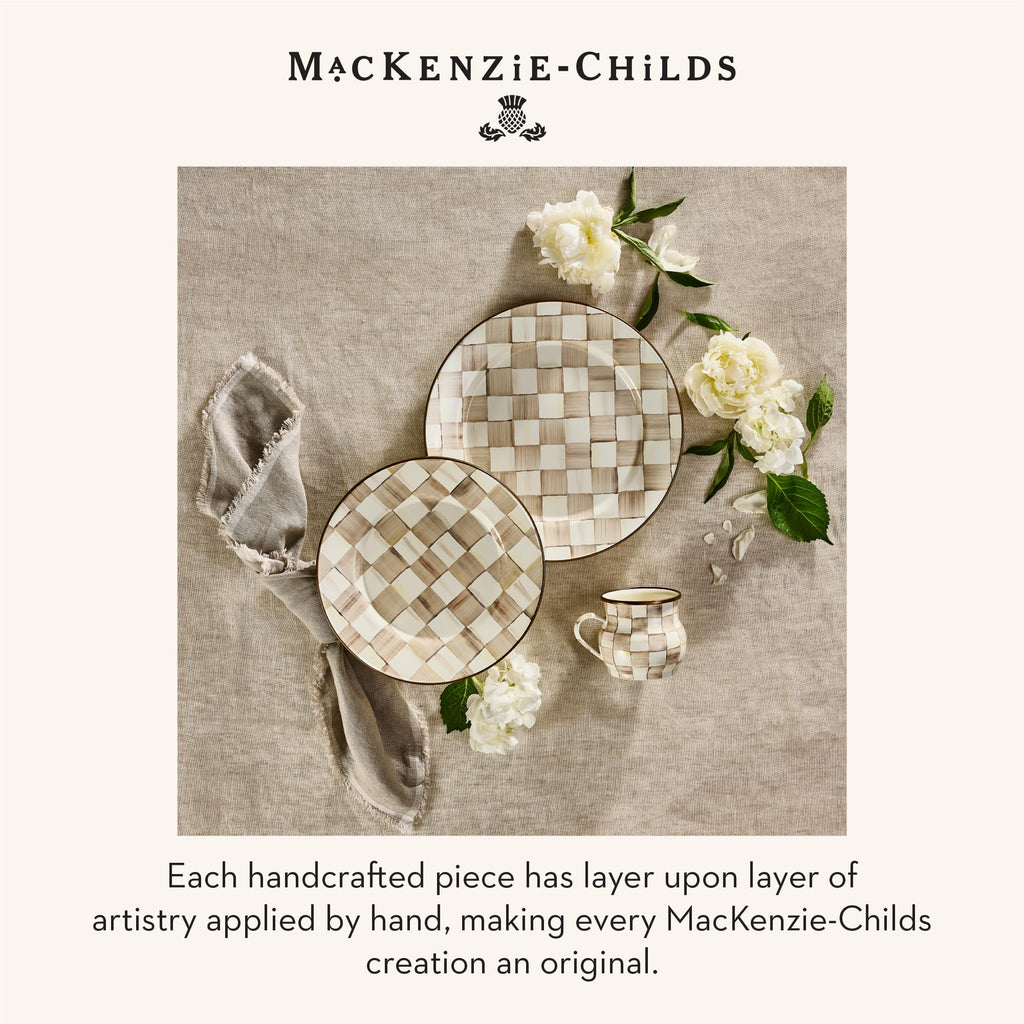MACKENZIE-CHILDS Enamel Salad Plate, Brown-and-White Mocha Check