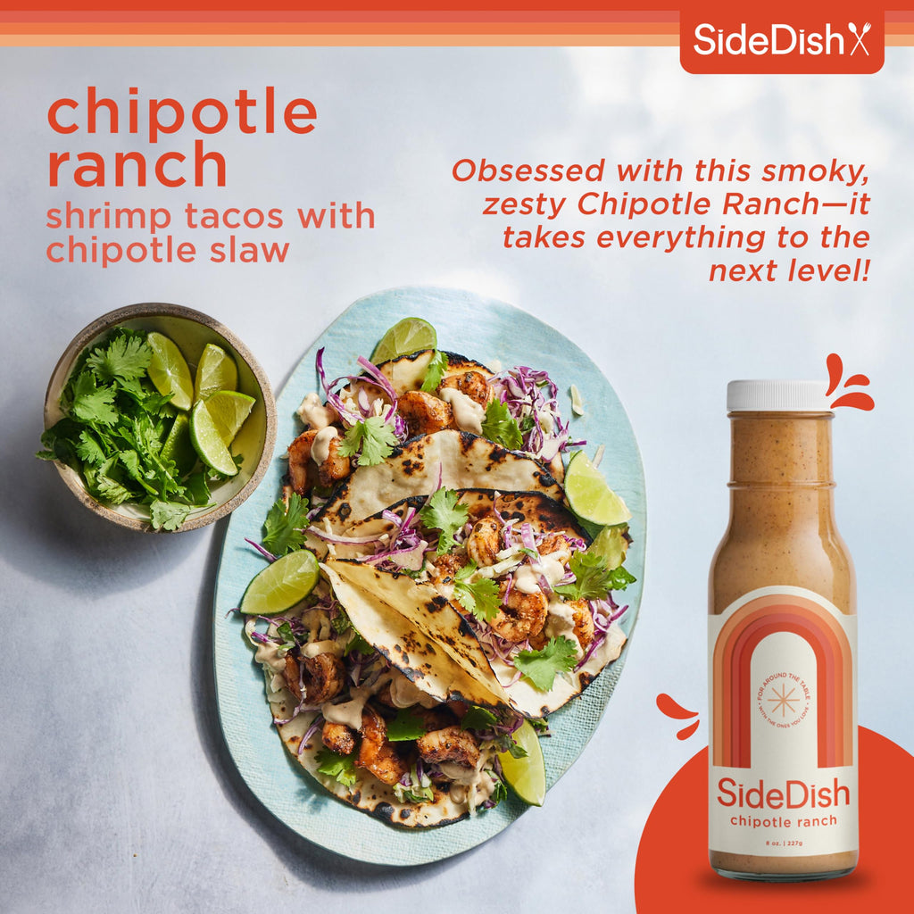 SideDish Chipotle Ranch Dressing (Pack of 3) - Seed Oil, Dairy & Gluten Free Salad Dressing w/Avocado Oil - Refined Sugar Free, Low Sodium Healthy Ranch Sauce - Paleo Dressing for Sauces, Dips & More
