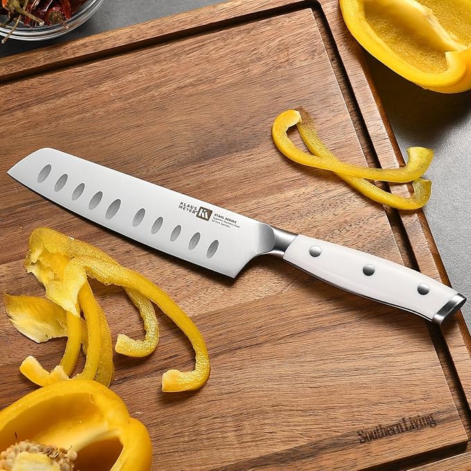 Klaus Meyer Stahl High Carbon Exclusive German Steel 8 Piece Knife Block Set (White)