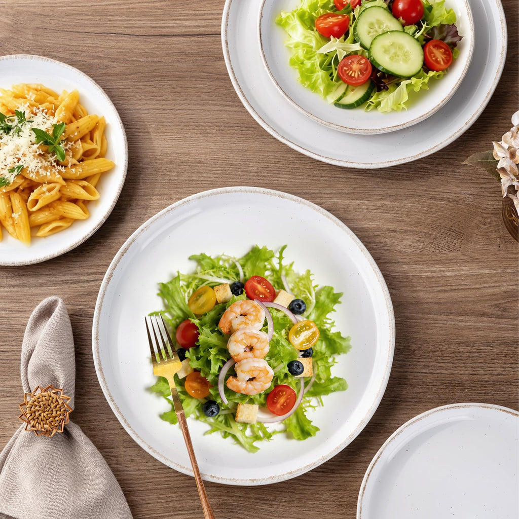 AmorArc Dinnerware Sets for 4, 16 Pieces Ceramic Plates and Bowls Set