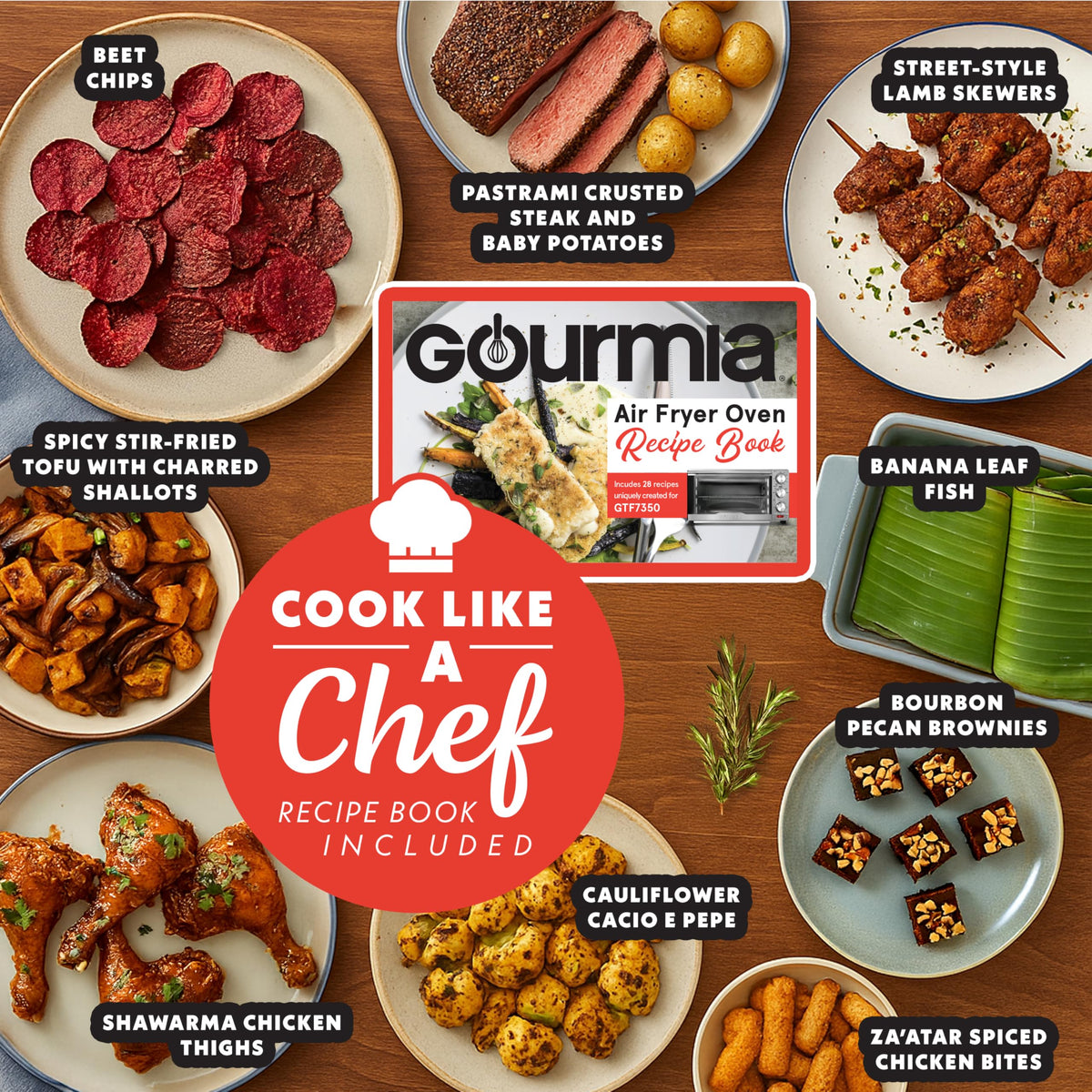 Gourmia Air Fryer Toaster Combo - 6-in-1 Multi-function Countertop Oven Adjustable Temperature & Timer, Fry Basket, Baking Pan, Oven Rack & Pullout Crumb Tray, Stainless Steel