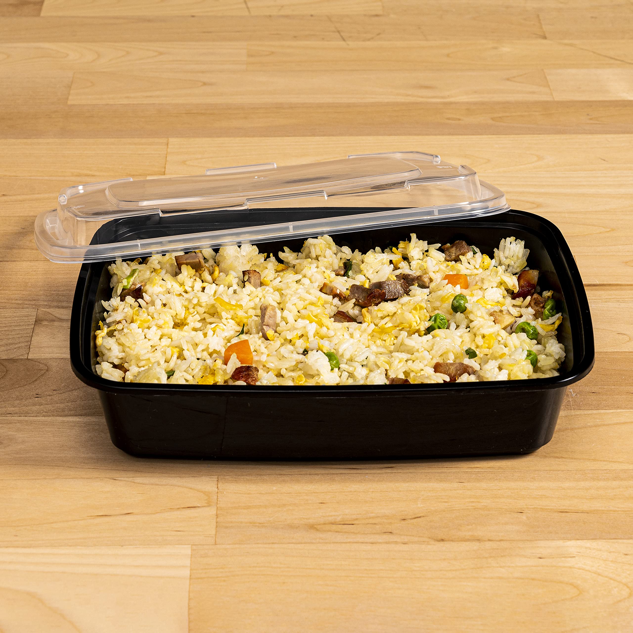 TIYA Food Containers - 58 oz Bulk 150 Pack with Lids - Rectangular Plastic To-Go Containers - Reusable, Microwavable, Dishwasher Safe - Leak-Proof for Meal Prep - BPA-Free