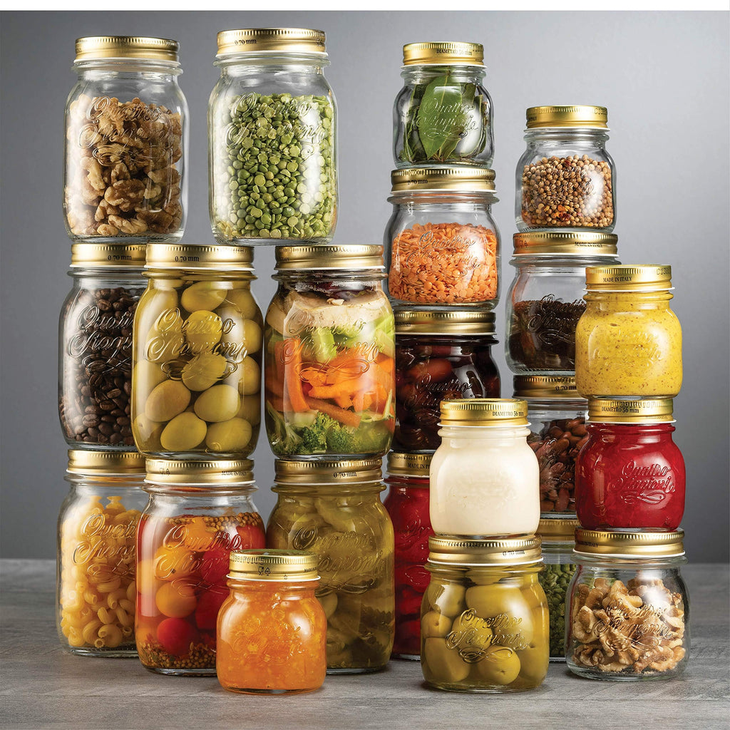 Bormioli Rocco Quattro Stagioni Small Glass Mason Jars 5 Ounce Mini Jars (6-Pack) with Metal Airtight Lid, For Jam, Jelly, baby food, Crafts, Spices, Dry Food Storage, Wedding favors, Decorating Jar