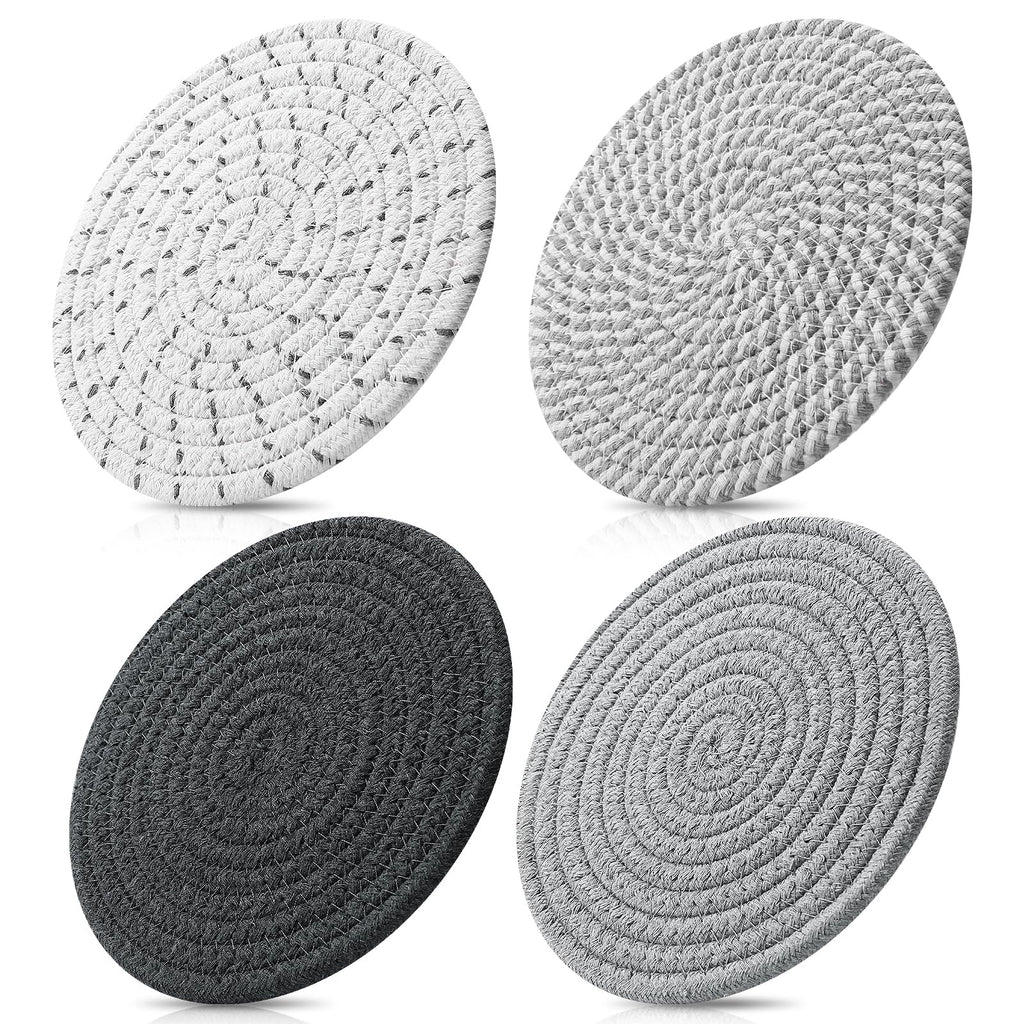 ME.FAN 7 Inch Trivets/Potholders 4 Set Cotton Thread Weave Trivets for Pots and Pans - Large Coasters/Hot Pads to Protect Desktop & Countertop - Mix 1