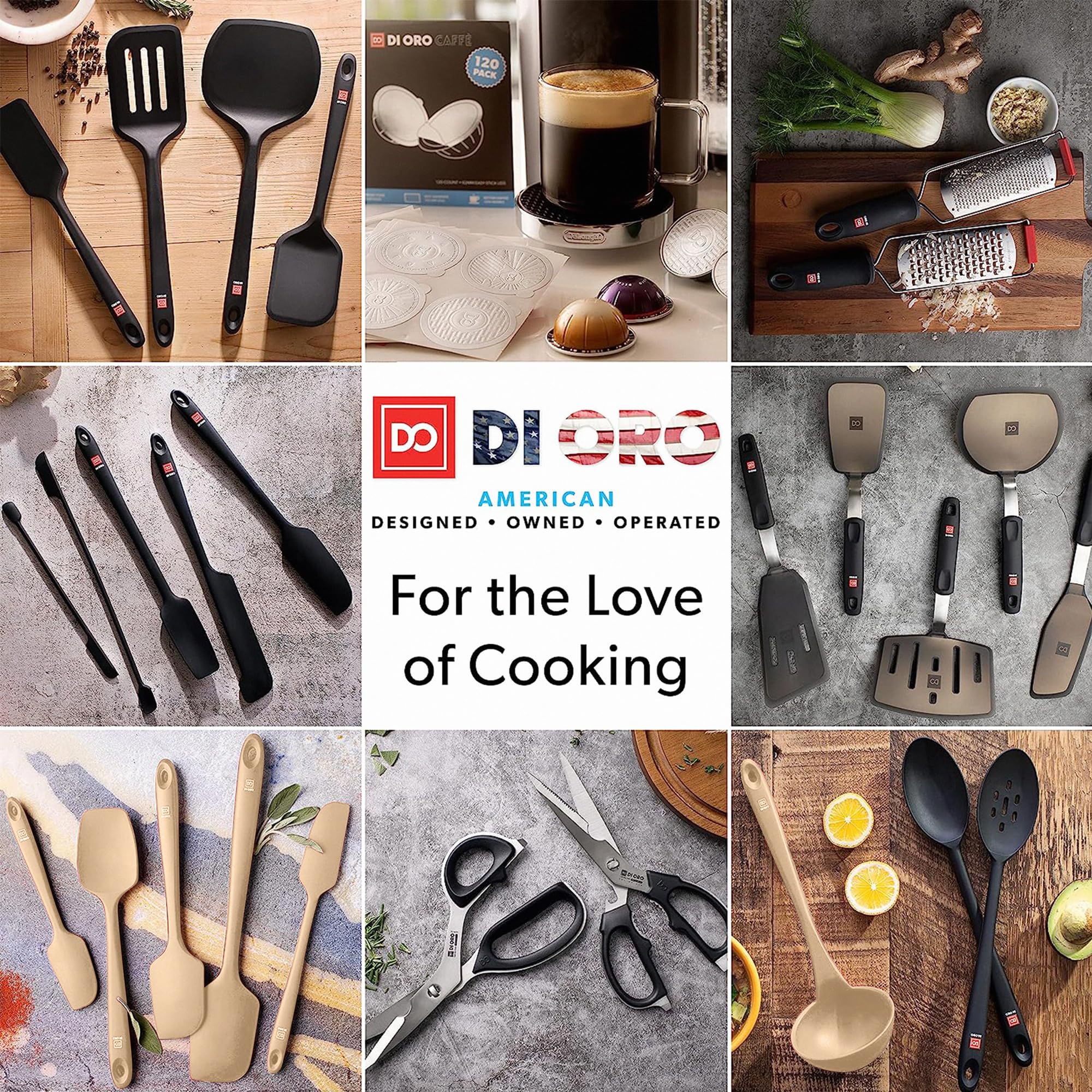 DI ORO Silicone Spatula Set - 600F Heat Resistant, 4-Pc Clay