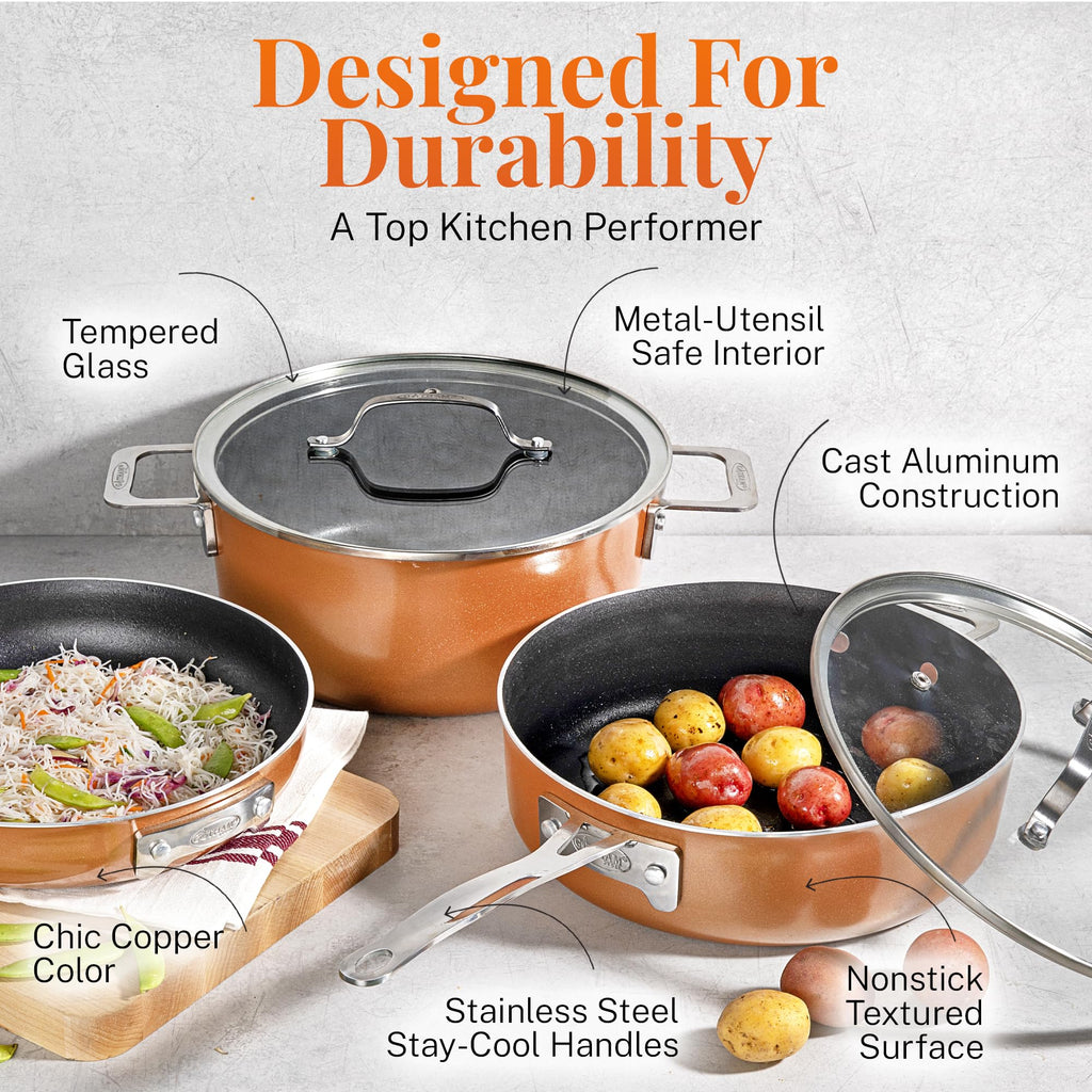 GOTHAM STEEL 10 Pc Copper Pots and Pans Set Non Stick