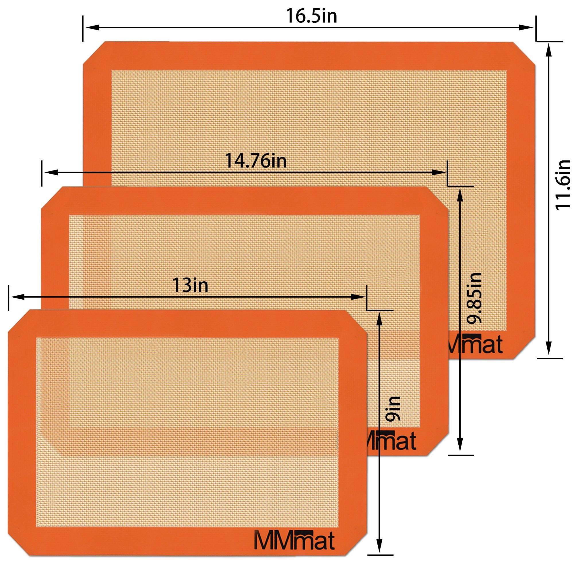 MMmat Best German Silicone Baking Mat - Half + Medium + Quarter Sheets Set