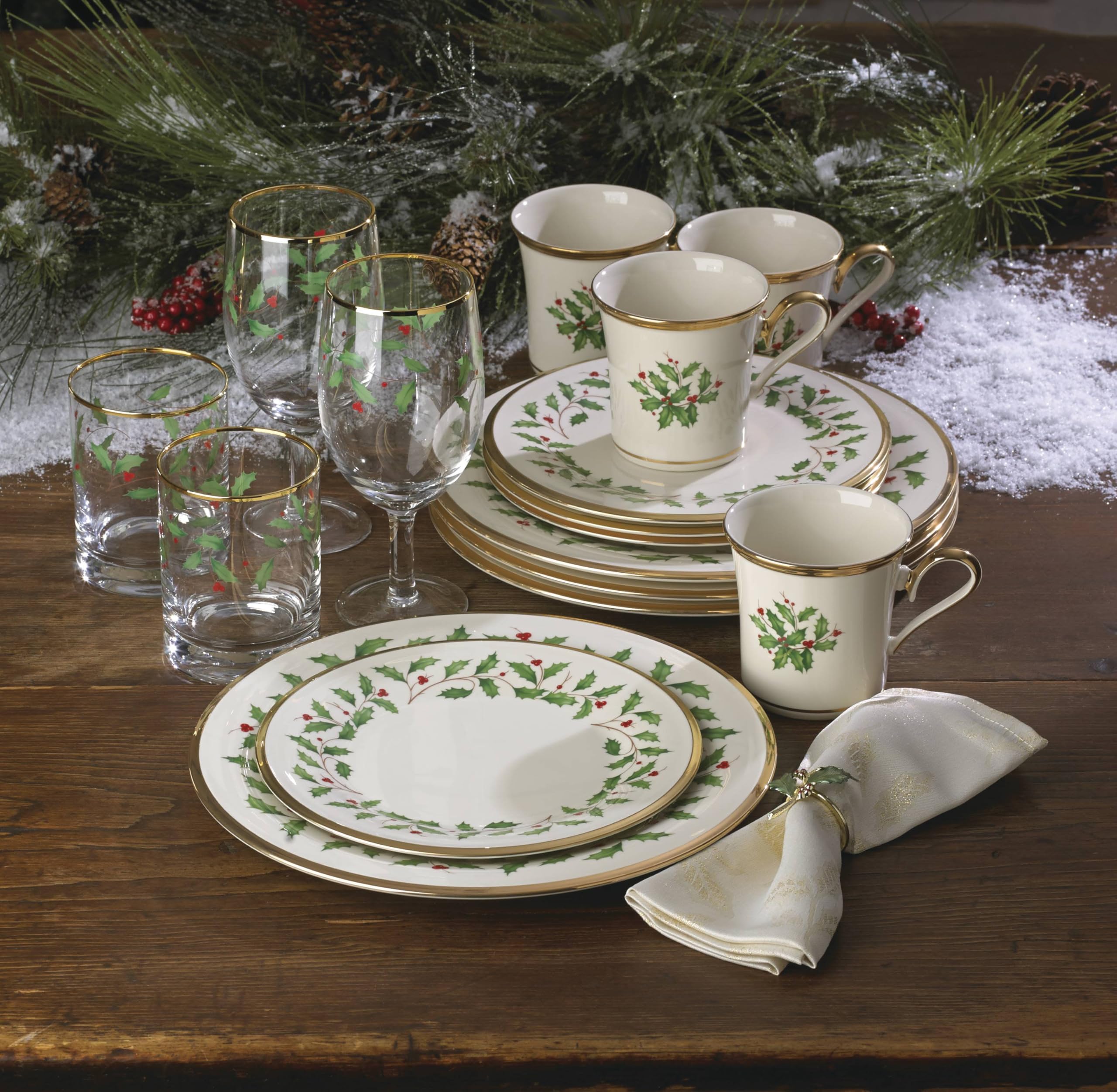 Lenox Holiday Porcelain Christmas Salad Plate Set for 4