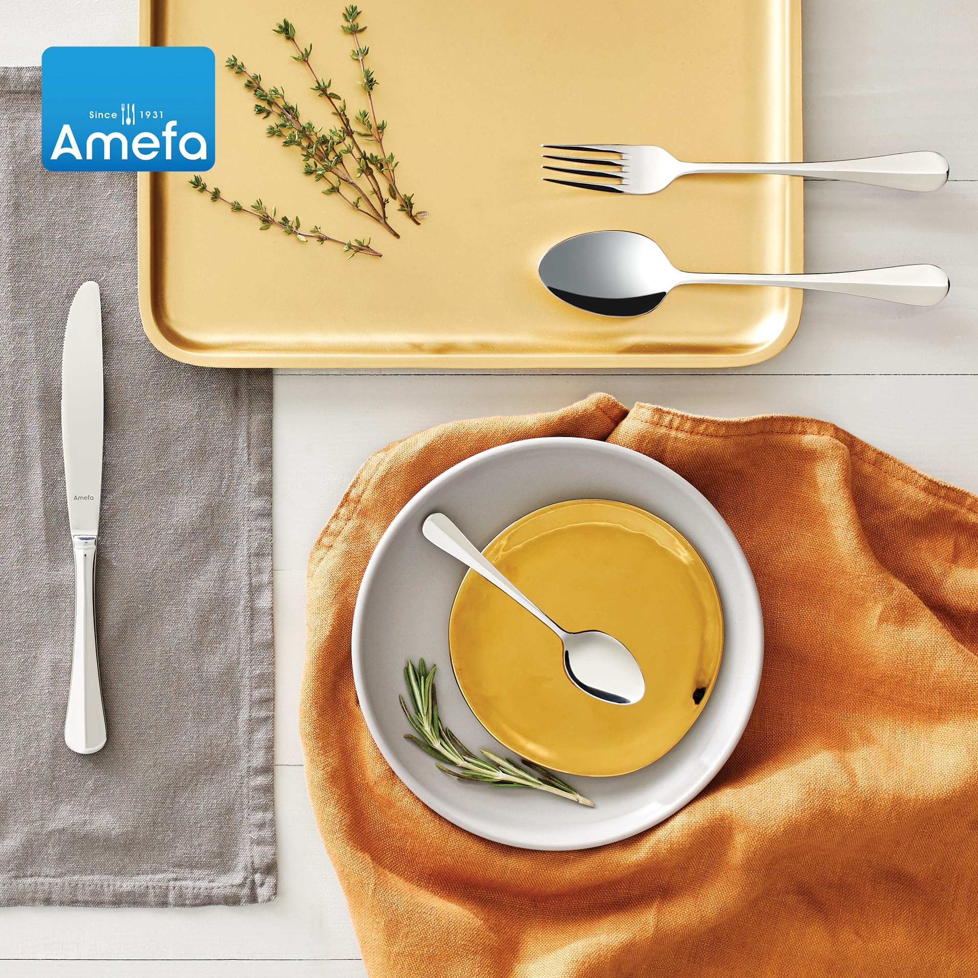 Amefa Baguette Flatware Set - Silver, Set of 45