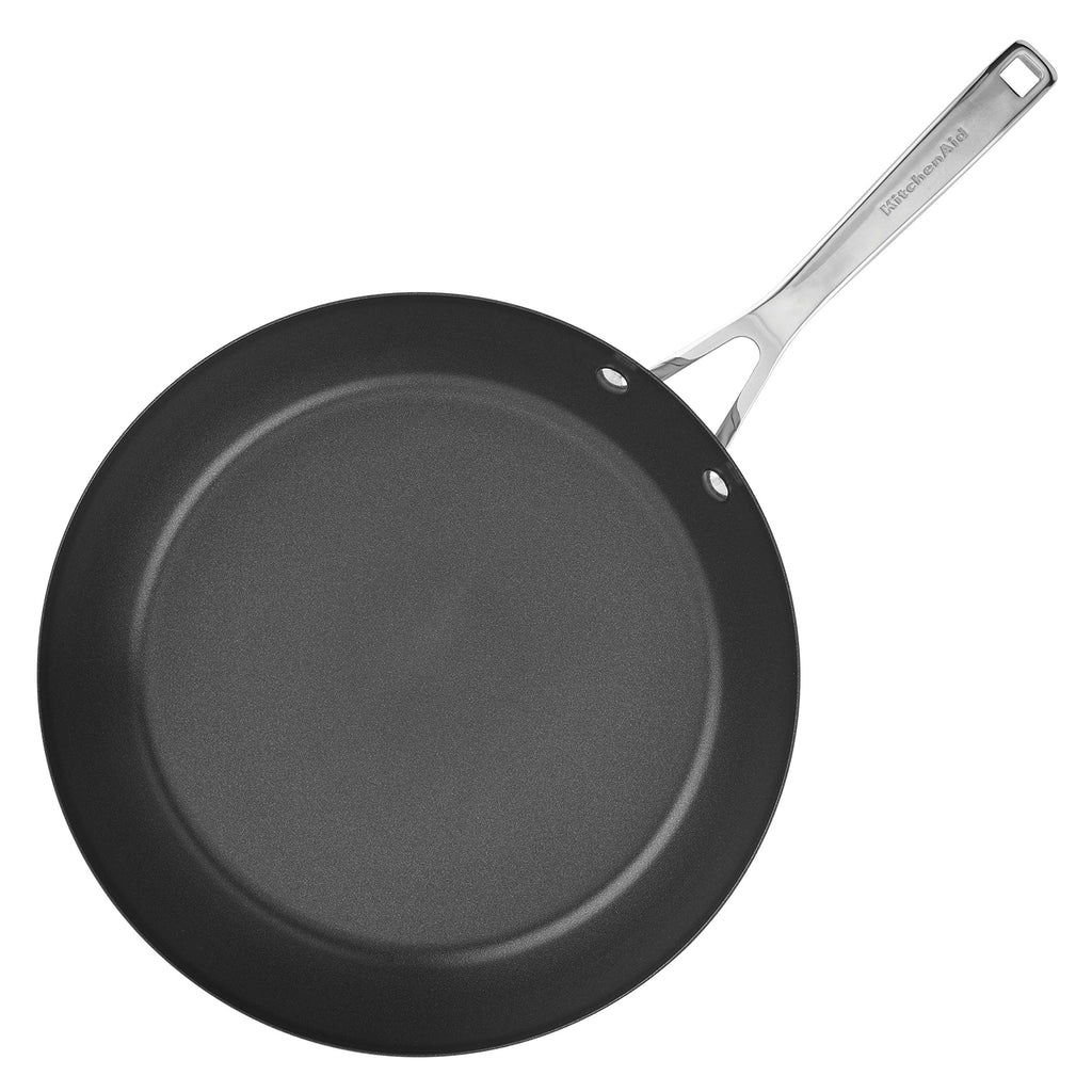 KitchenAid Stainless Steel 3-Ply Base Nonstick Induction Frying Pan, 12-Inch, Brushed Stainless Steel