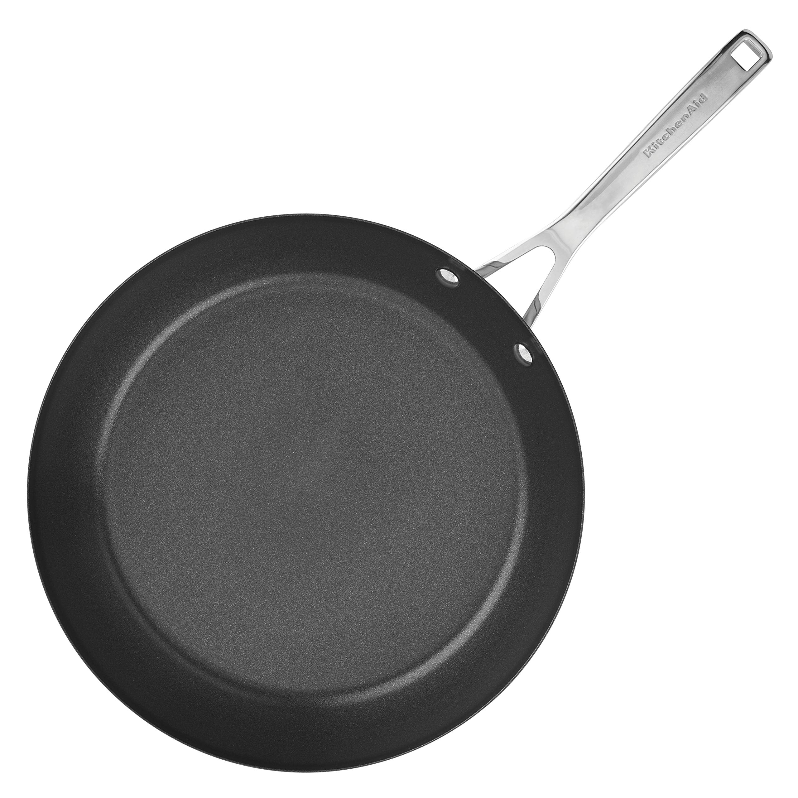 KitchenAid Stainless Steel 3-Ply Base Nonstick Induction Frying Pan, 12-Inch, Brushed Stainless Steel