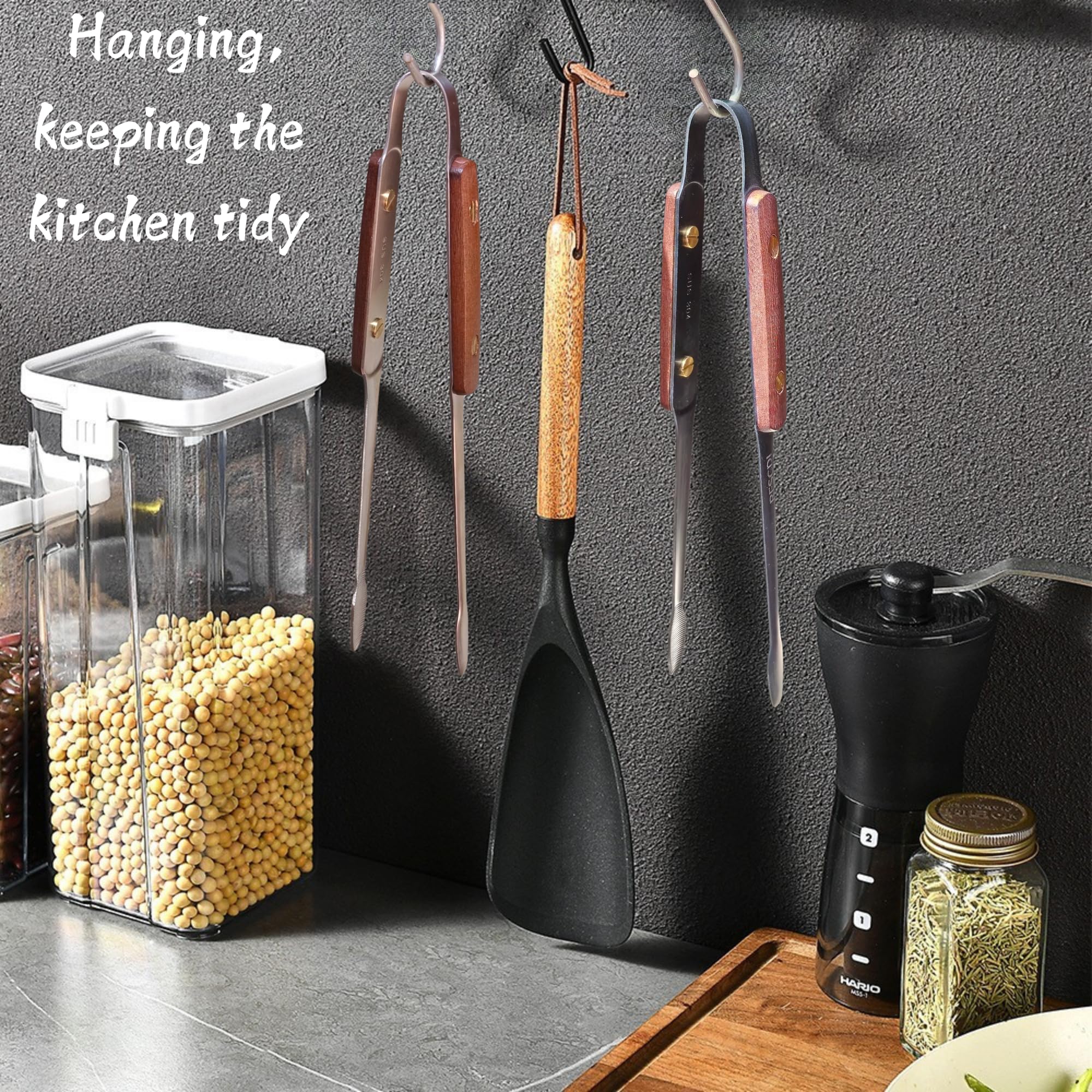 Exquisite Lightweight Cooking Tongs - 304 Stainless Steel & Walnut Wood, Comfortable Grip, Non-Slip Design, High Heat Resistant - Ideal for Light and small food, Kitchen Plating, Korean BBQ, 9-Inch