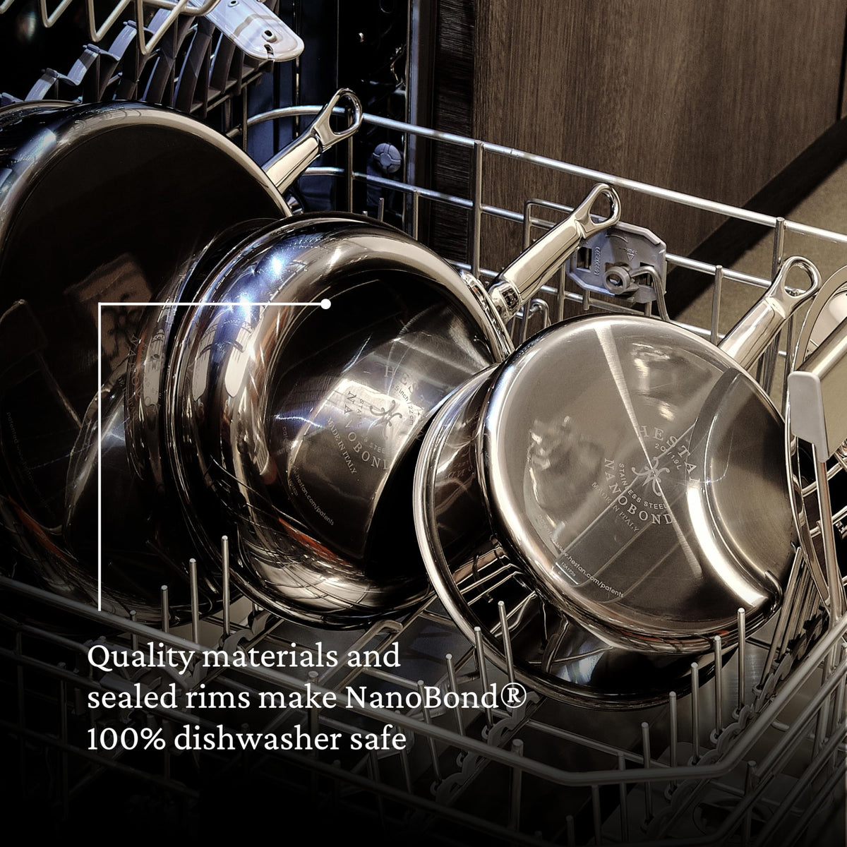 Hestan NanoBond Molecular Titanium Saute Pan with Lid, 3.5-Quart - PFAS-Free Stainless Steel, 4x Stronger, 1050°F Safe, Induction Compatible, Handcrafted Italy