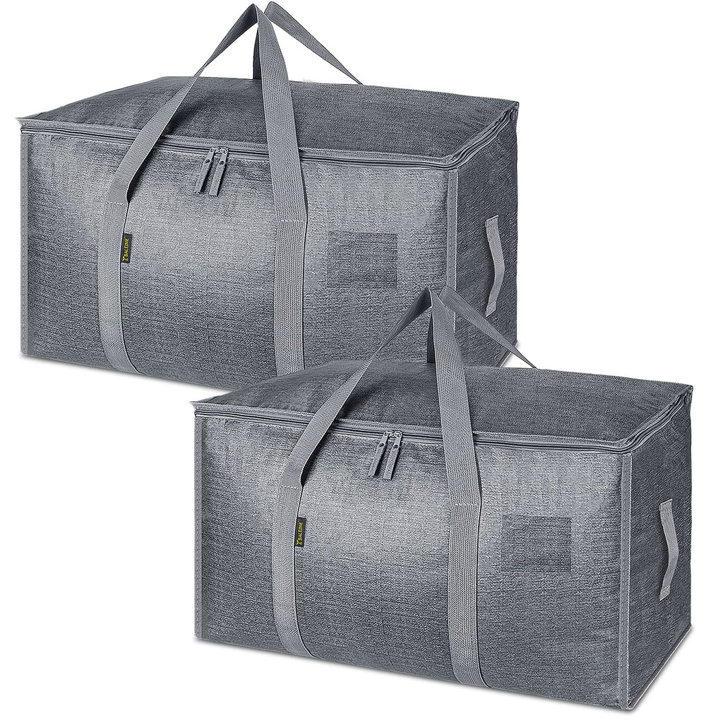 BALEINE 2-Pack Oversized Moving Bags with Reinforced Handles, Heavy-Duty Storage Tote for Clothes, Moving Supplies (Winter Grey, 2-Pack)