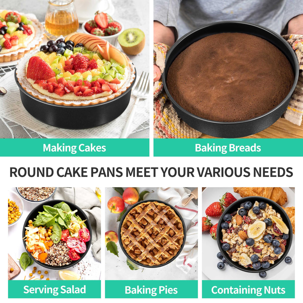 P&P CHEF 8 Inch Cake Pan Set of 3, Non-Stick Round Cake Pans