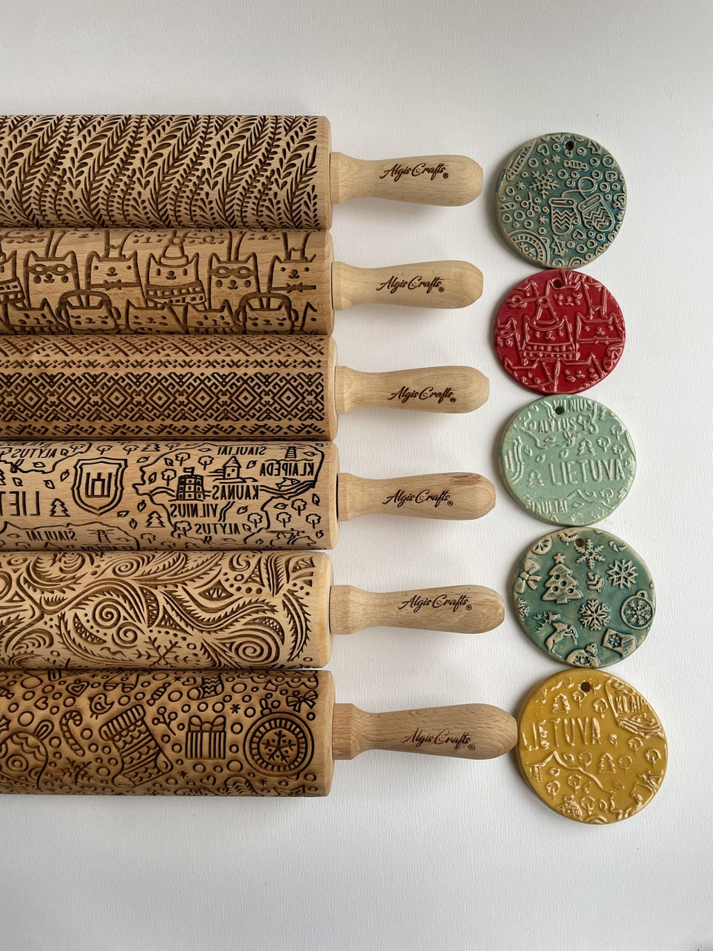 SUNFLOWER FIELD Embossed Rolling Pin for Ceramic. Clay Roller and Ceramic Stamp for Embossing Pottery. Baking Gifts for Women by Algis Crafts for Embossed Cookies