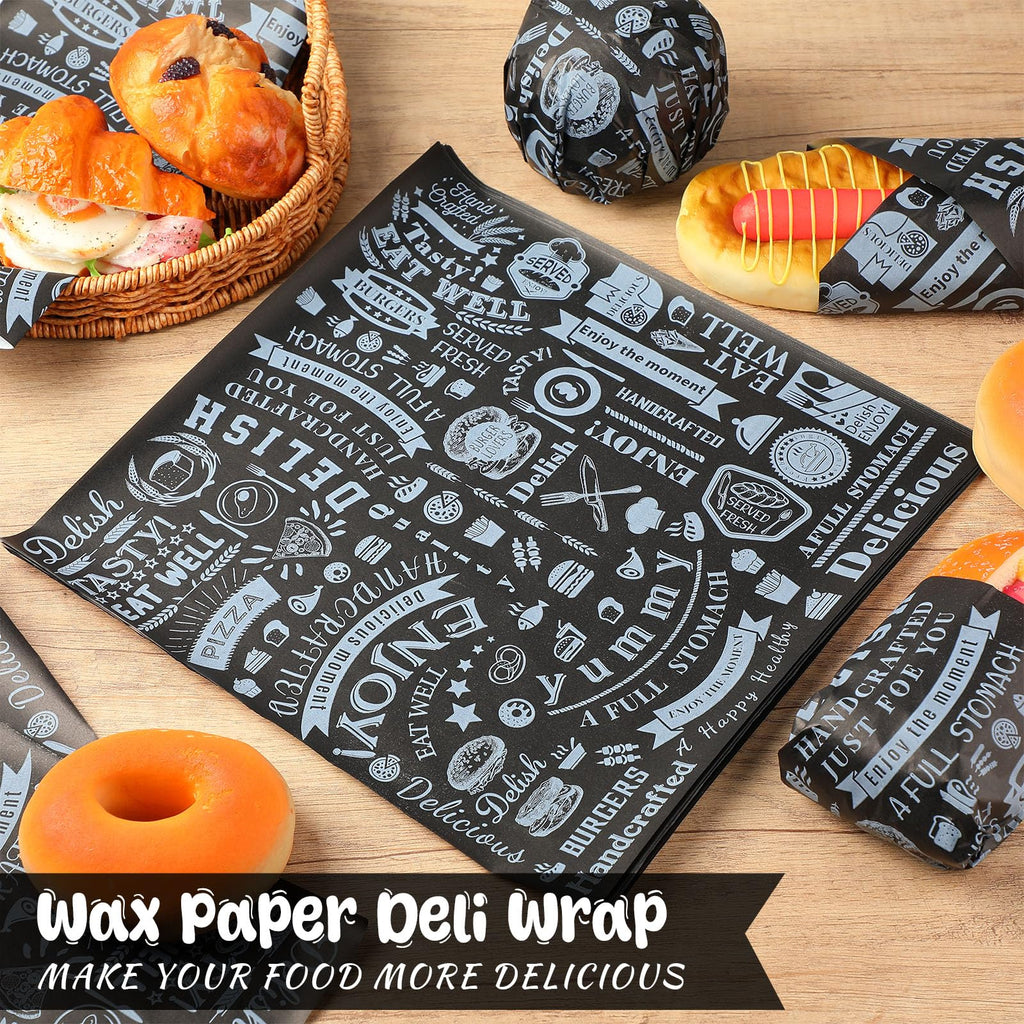 Outus 1000 Pcs 12 x 12 Inch Deli Wax Paper Sheets, Black
