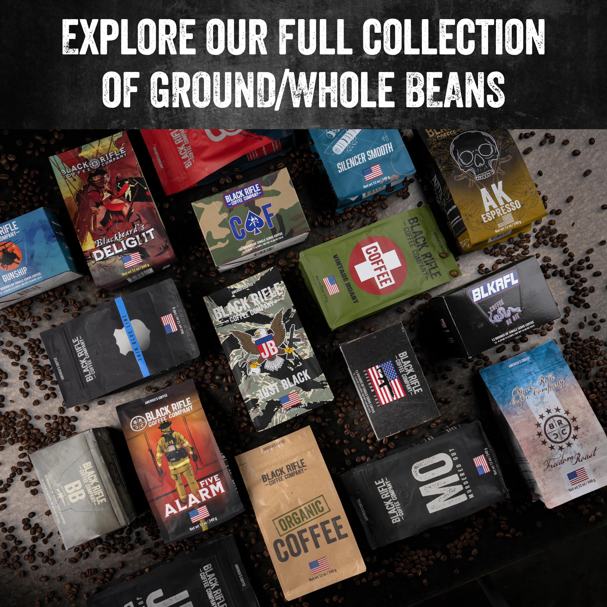 Black Rifle Coffee Dark Roast Ground Coffee Murdered Out 12 oz