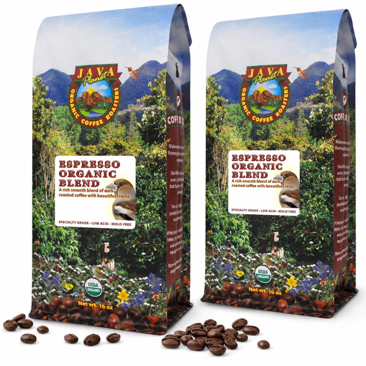 Java Planet Low Acid Organic Whole Bean Coffee, Papua New Guinea, 16 oz