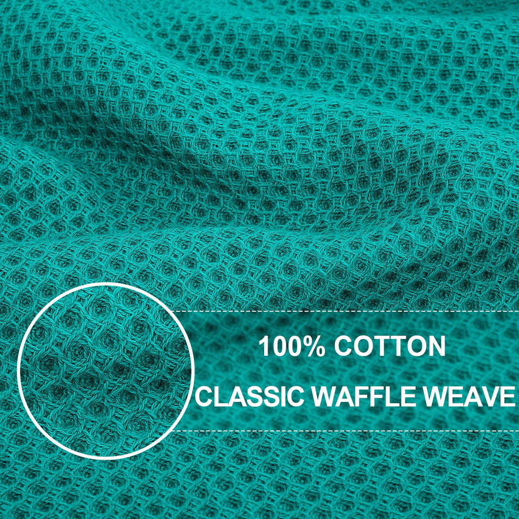 Homaxy 100% Cotton Waffle Weave Kitchen Dish Towels, Ultra Soft Absorbent Quick Drying Cleaning Towel, 13 x 28 Inches, 8-Pack, Teal