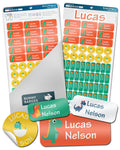 Bunny Badges Personalized Name Labels for Kids (70 Labels) - Custom Waterproof Name Stickers for Daycare, Clothing Tags, Water Bottles, Lunch Boxes and School Supplies (Cats)
