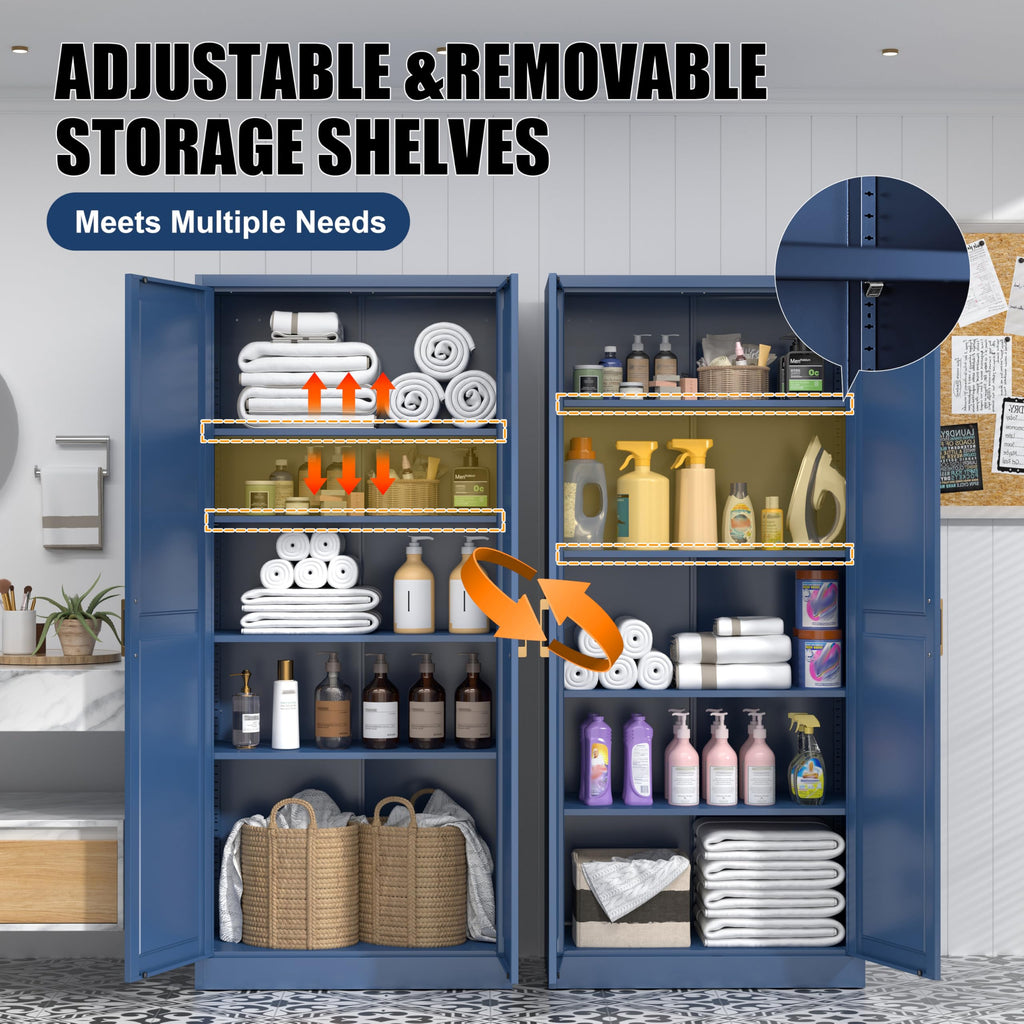 MetalMax 71" Tall Kitchen Pantry Storage Cabinets with Doors and 4 Shelves