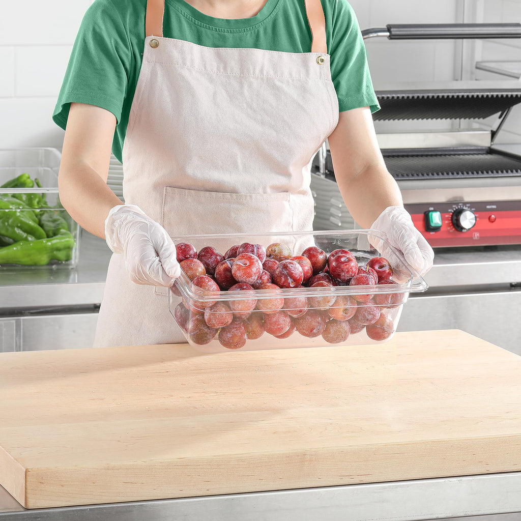 EGGKITPO 6-Pack 1/3 Size Food Pan 4 Inch Deep BPA Free Polycarbonate Food Storage Containers for Kitchen Stackable Clear Hotel Pan for Buffet Party Supplies Freezer Safe