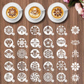 Sitsink Mandala Flower Coffee Stencils - 25 Pcs Stencils for Cookies Sourdough Bread Decor, Reuable Template for Crafts Floral Design