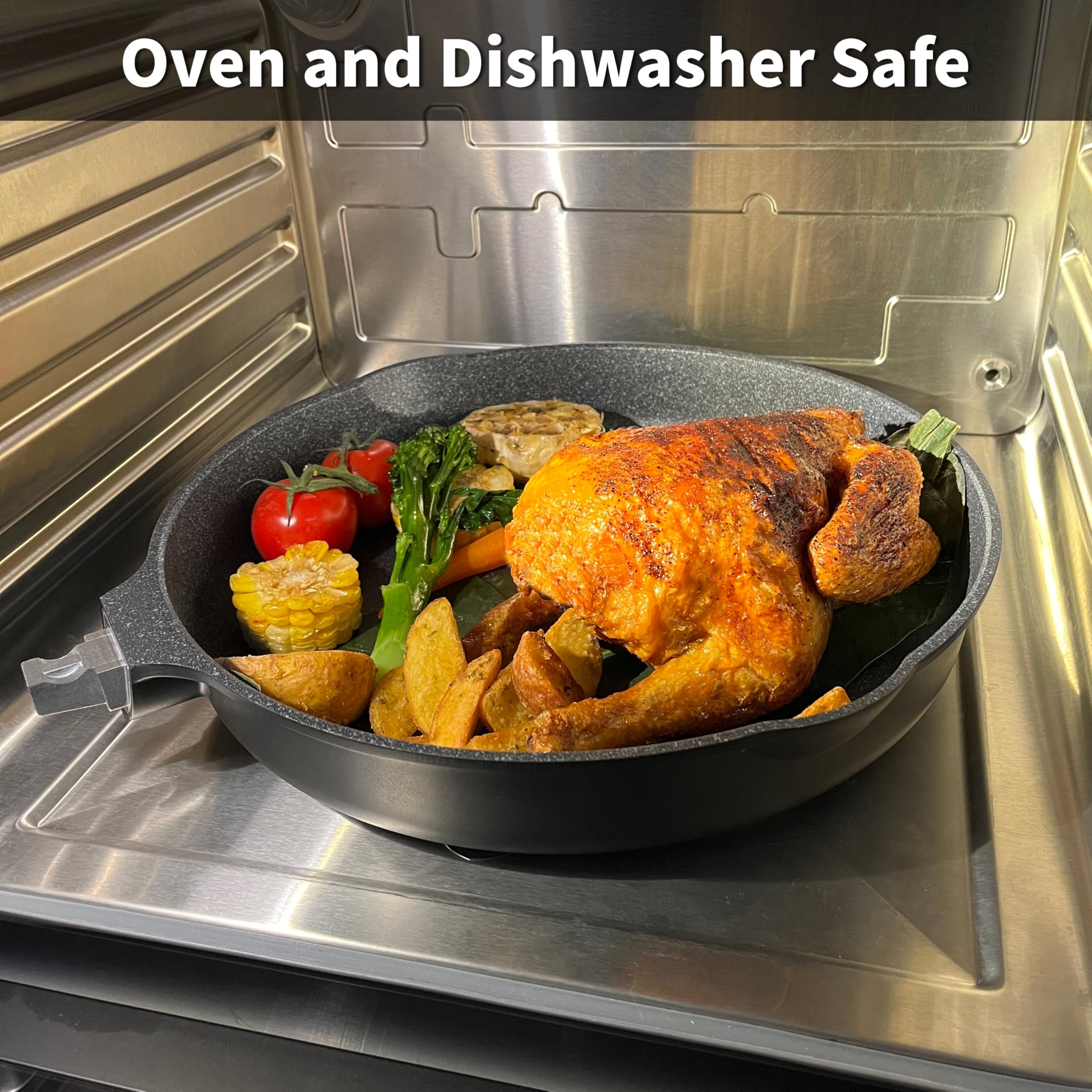Bakoniion 8 Inch Smart Nonstick Frying Pan with Removable Handle, Cast Aluminum and Anti-Scratch Omelette Pan, Compatible with All Stovetops, Dishwasher and Oven Safe