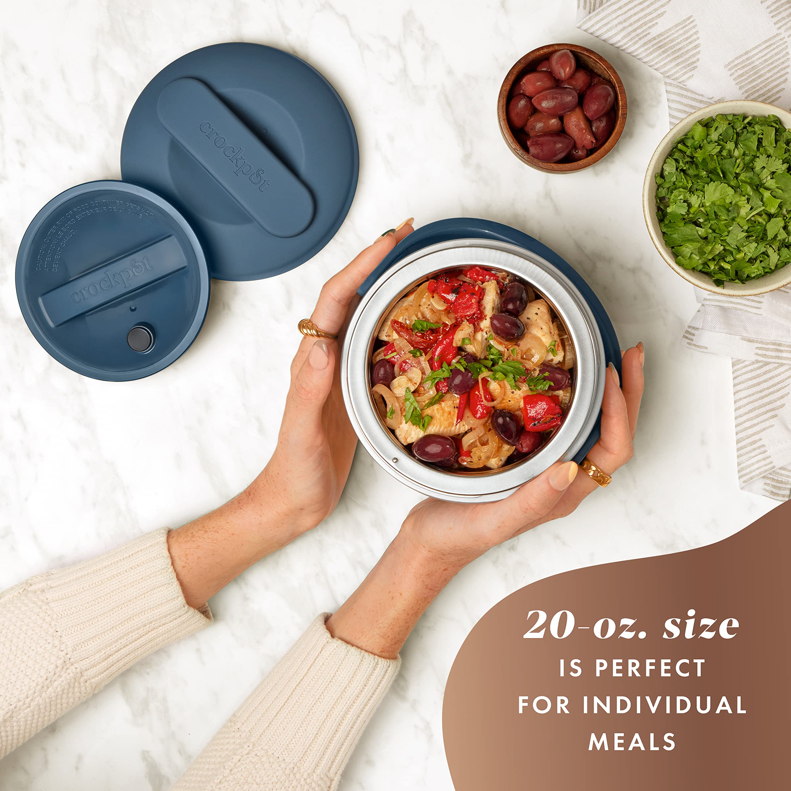 Crock-Pot 20oz Portable Electric Food Warmer, Personal Lunch Box Keeps Food Spill-Free & Warm, Ideal for Travel, Work, Car, On-the-Go, Dishwasher-Safe, Giftable, Faded Blue