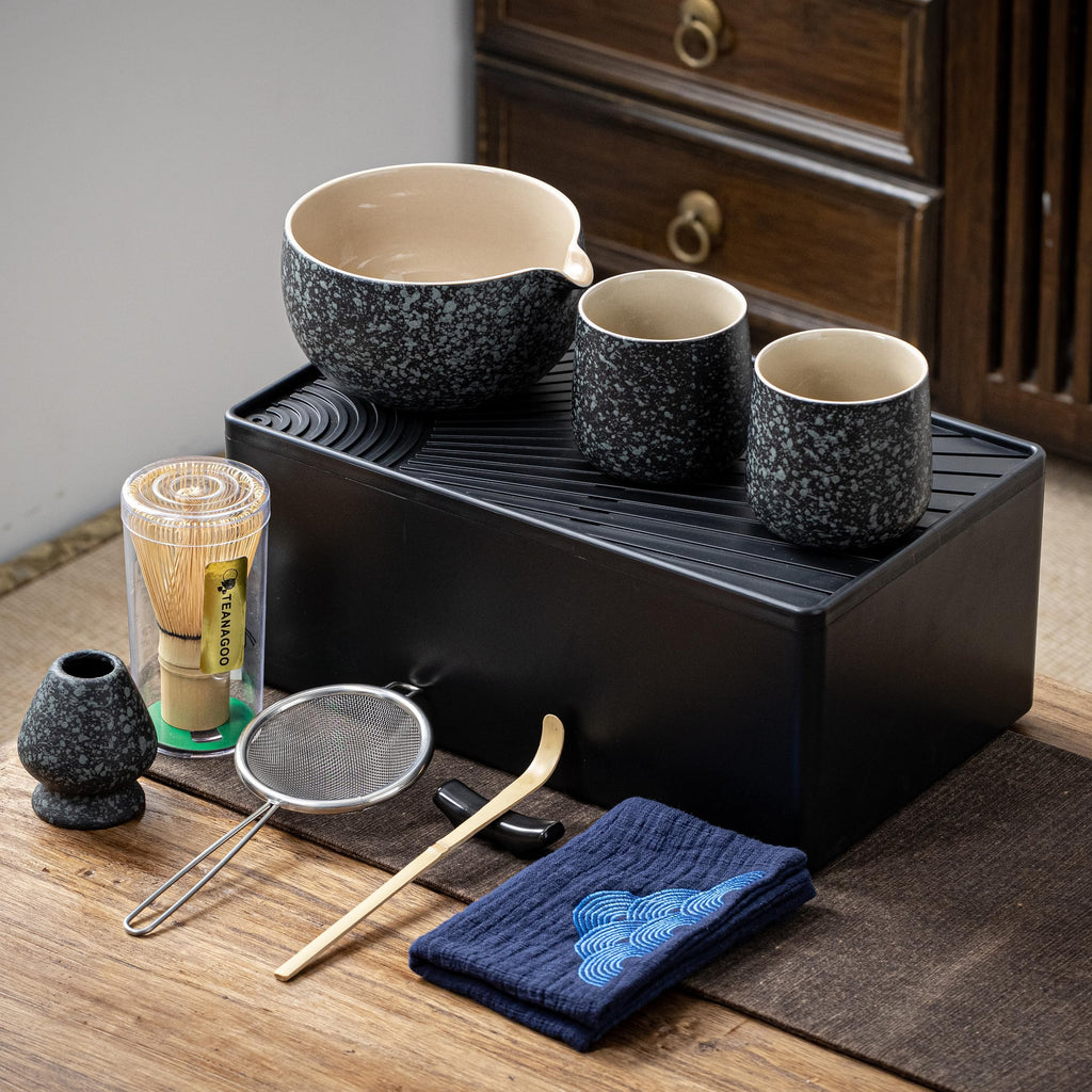TEANAGOO Matcha Set with Spout, Blush Sage, Ceramic Bowl, Bamboo Whisk