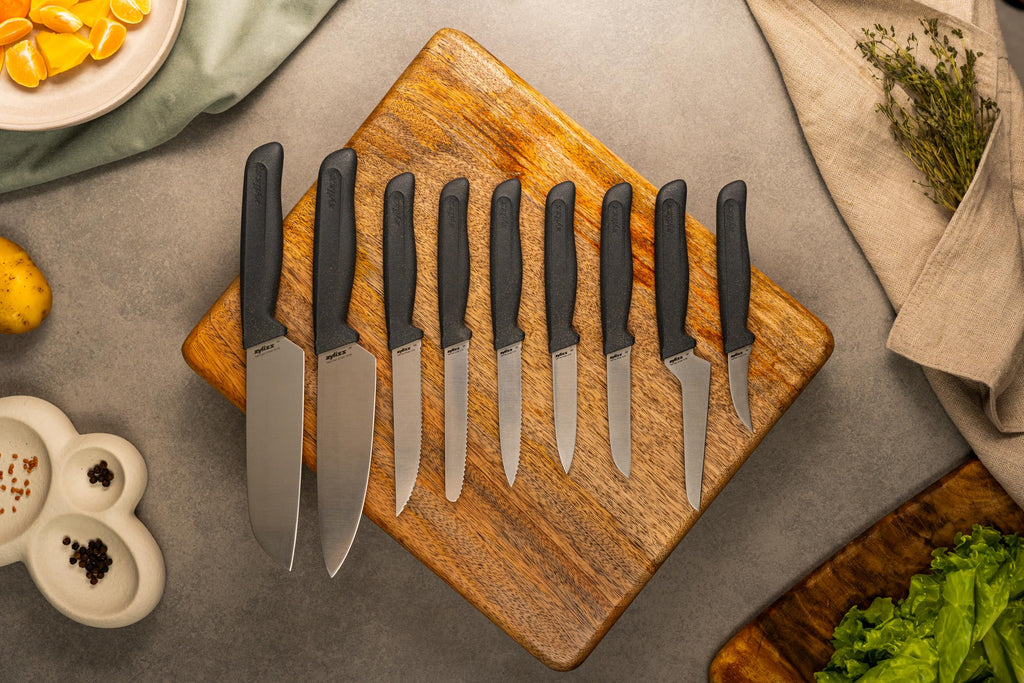 Zyliss Serrated Paring Knife – German Stainless Steel Blade with Sustainable Wheat Straw NonSlip Handle – Blade Guard Included – Dishwasher Safe – 3.9 inches - Gray