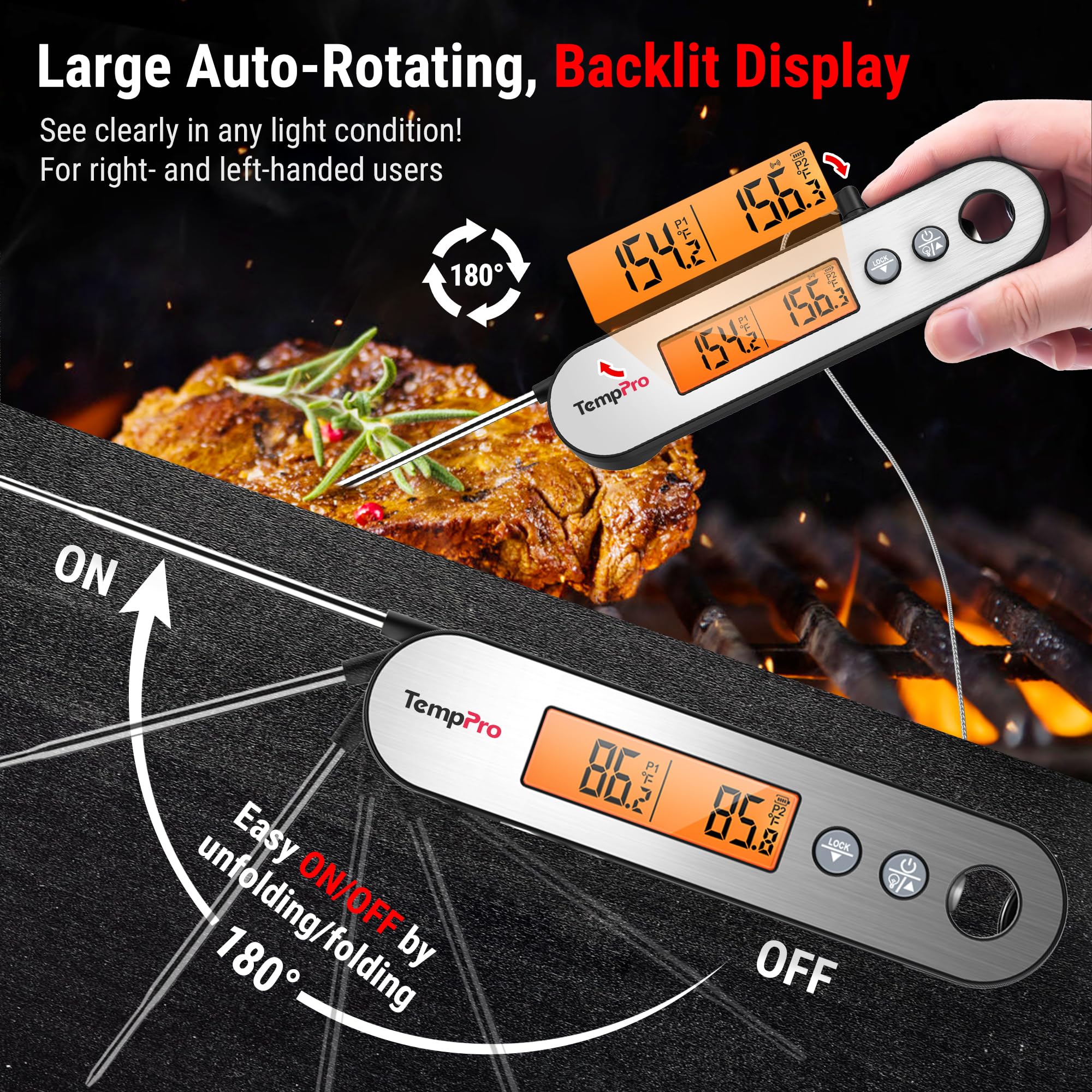TempPro TempSwift Rechargeable Digital Meat Thermometer for Cooking