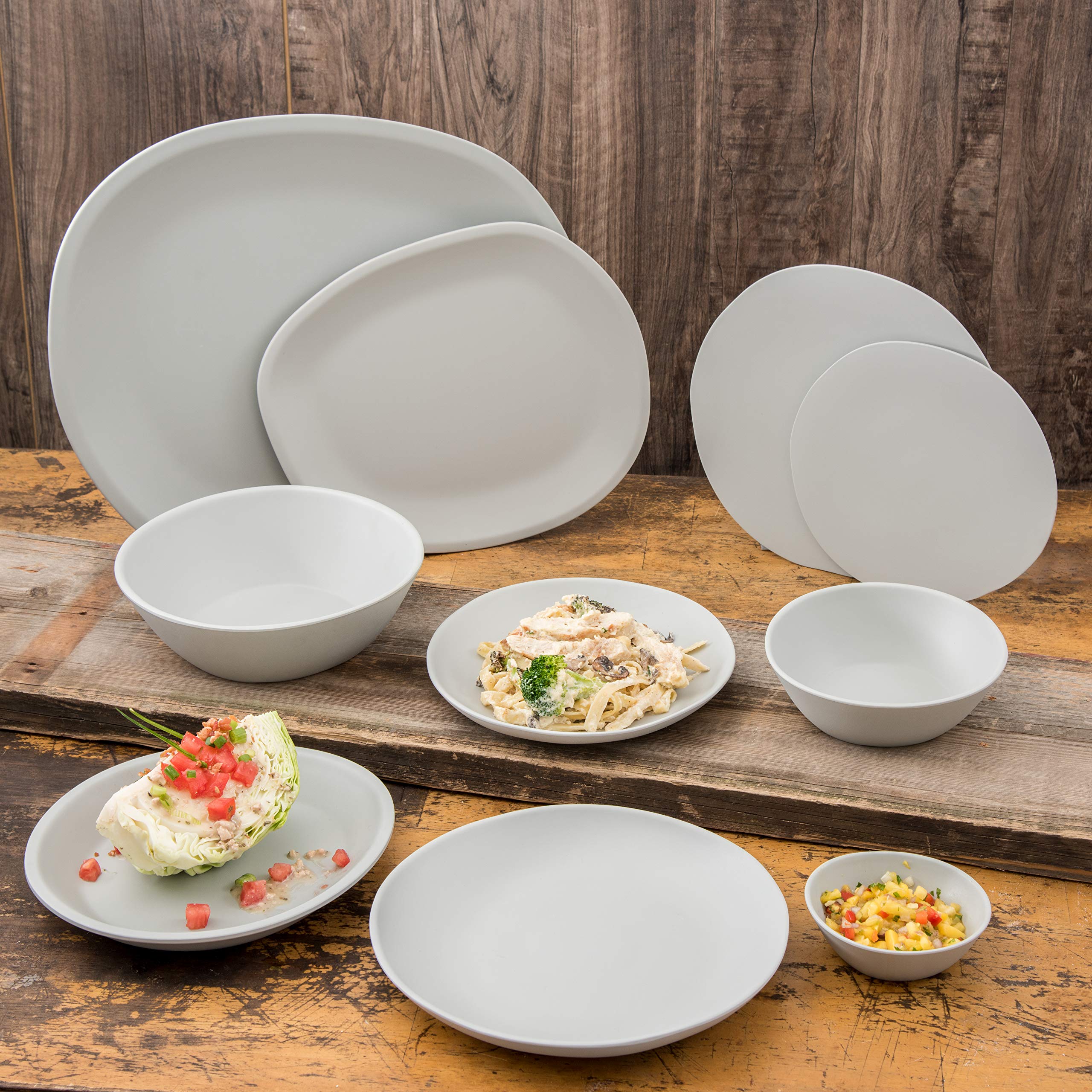 Carlisle FoodService Products Ridge Reusable Plastic Bowl Soup Bowl for Home and Restaurant, Melamine, 8 Ounces, Cement, (Pack of 24)
