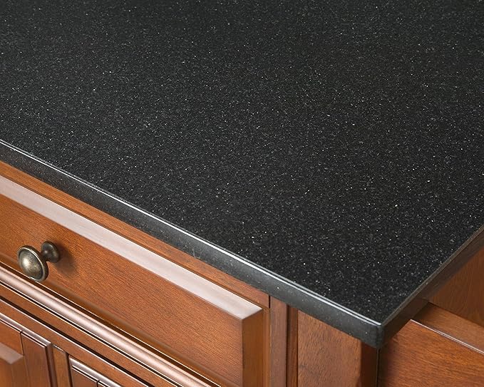 Crosley Furniture Alexandria Granite Top Rolling Kitchen Island Storage Cart, Microwave Stand, Spice Rack, Black