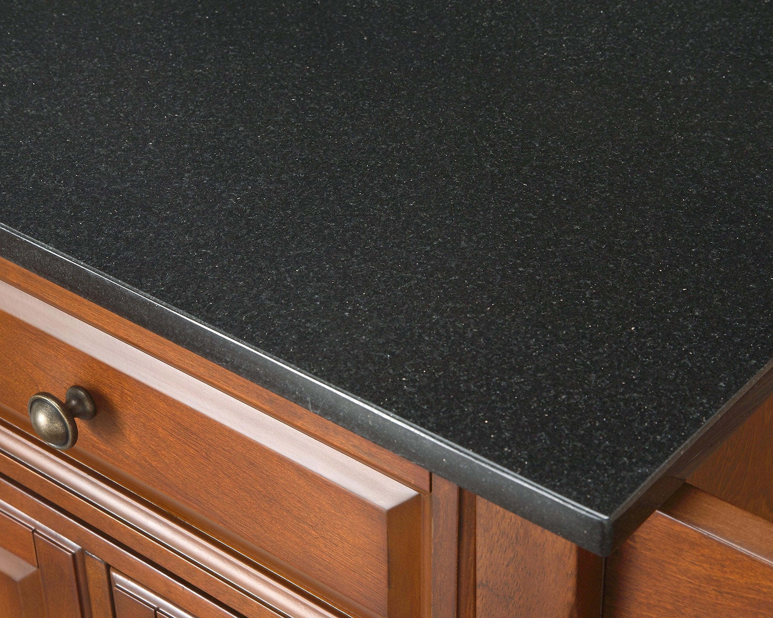 Crosley Furniture Alexandria Granite Top Rolling Kitchen Island Storage Cart, Microwave Stand, Spice Rack, Black