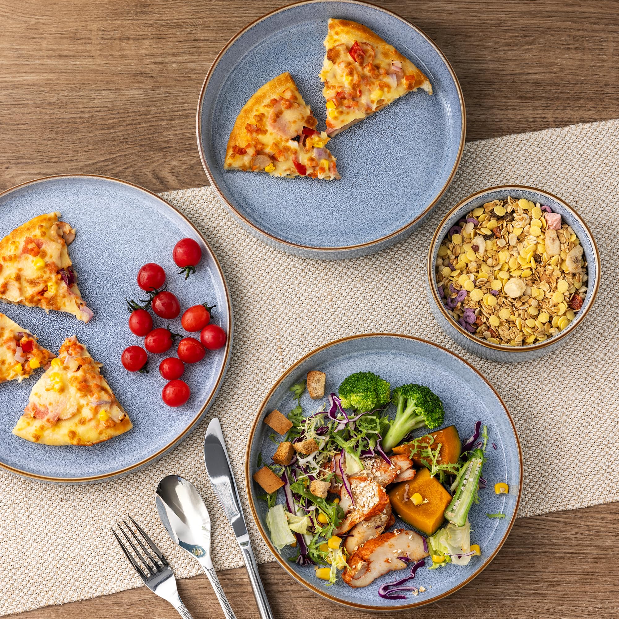 GBHOME Dinnerware Sets for 4, 12 Pieces Ceramic Plates and Bowls Set