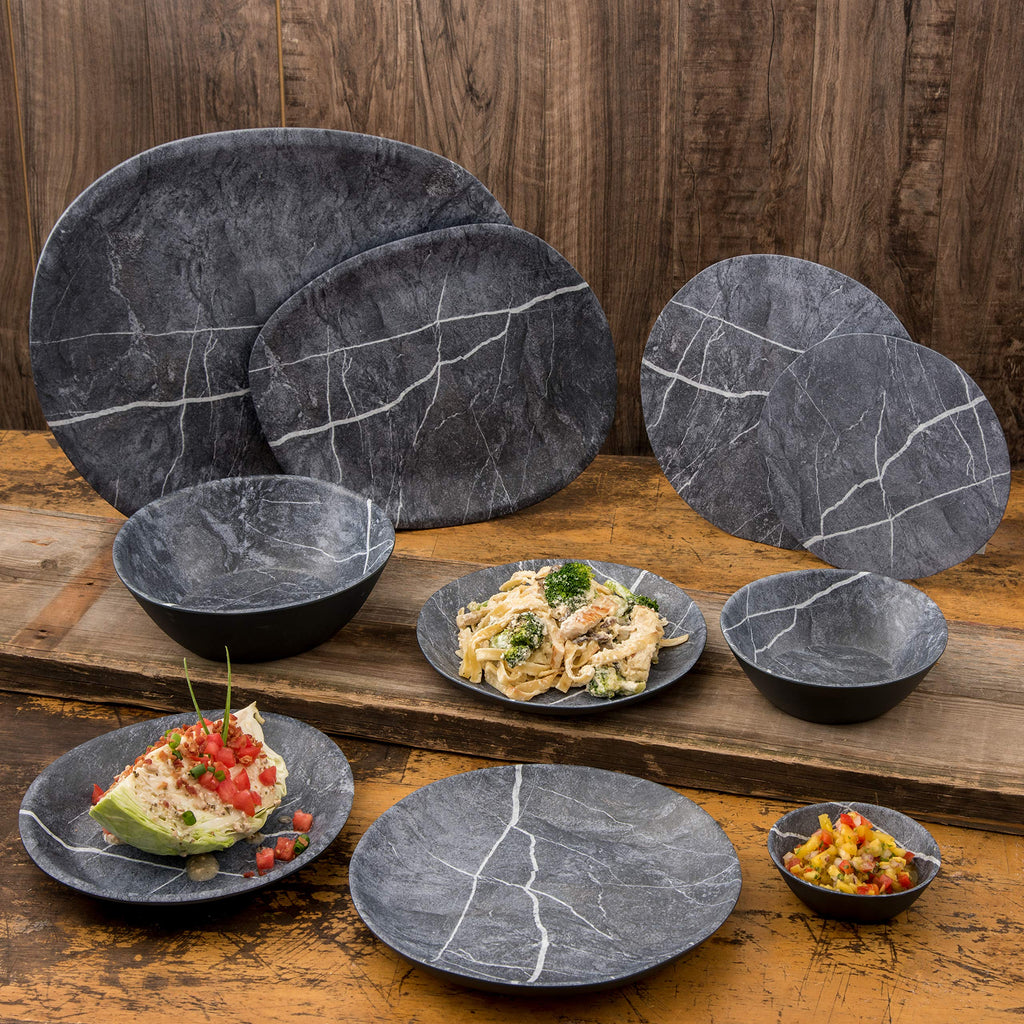 Carlisle FoodService Products Ridge Reusable Plastic Bowl Soup Bowl for Home and Restaurant, Melamine, 8 Ounces, Soapstone, (Pack of 24)