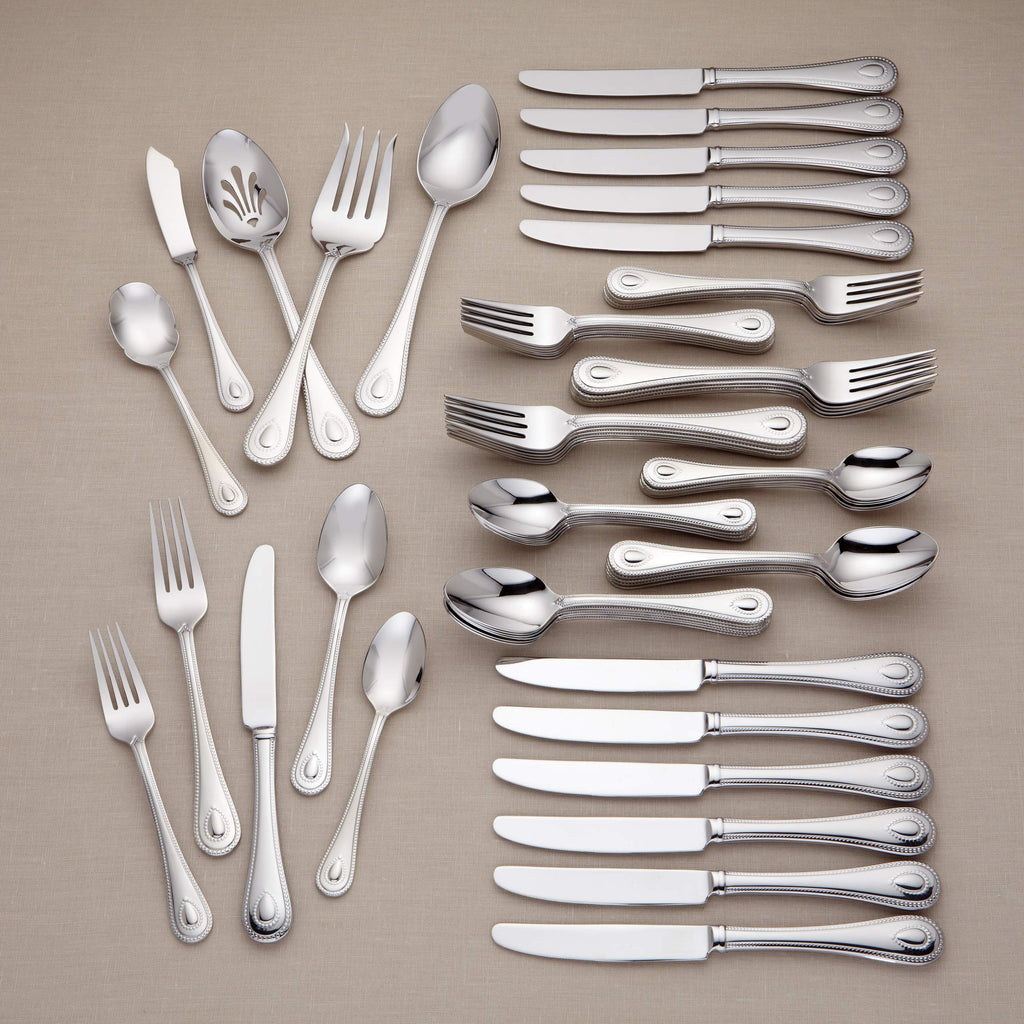 Lenox French Perle 65-Piece 18/10 Silverware Set for 12, Flatware